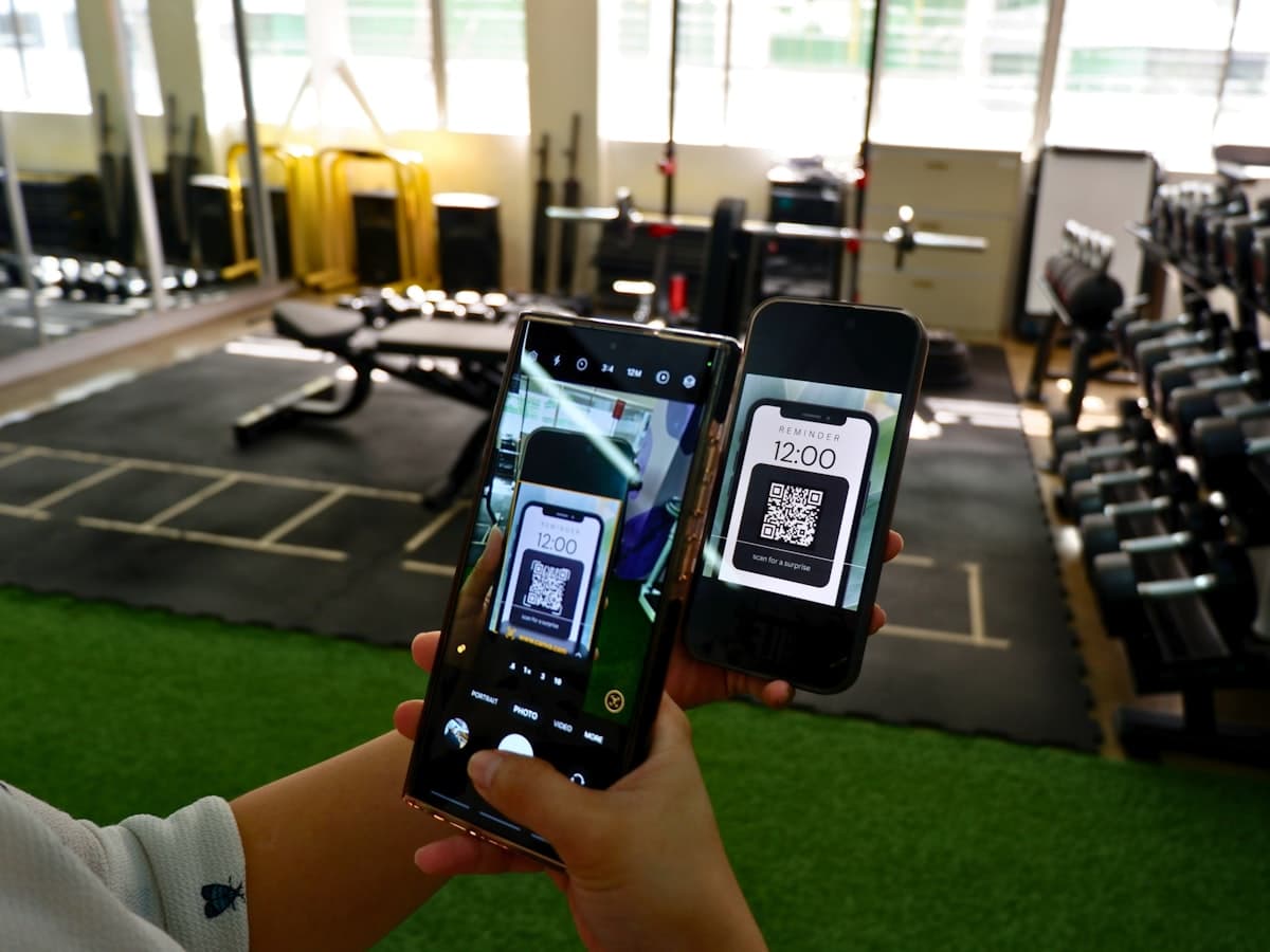 Person scanning QR code